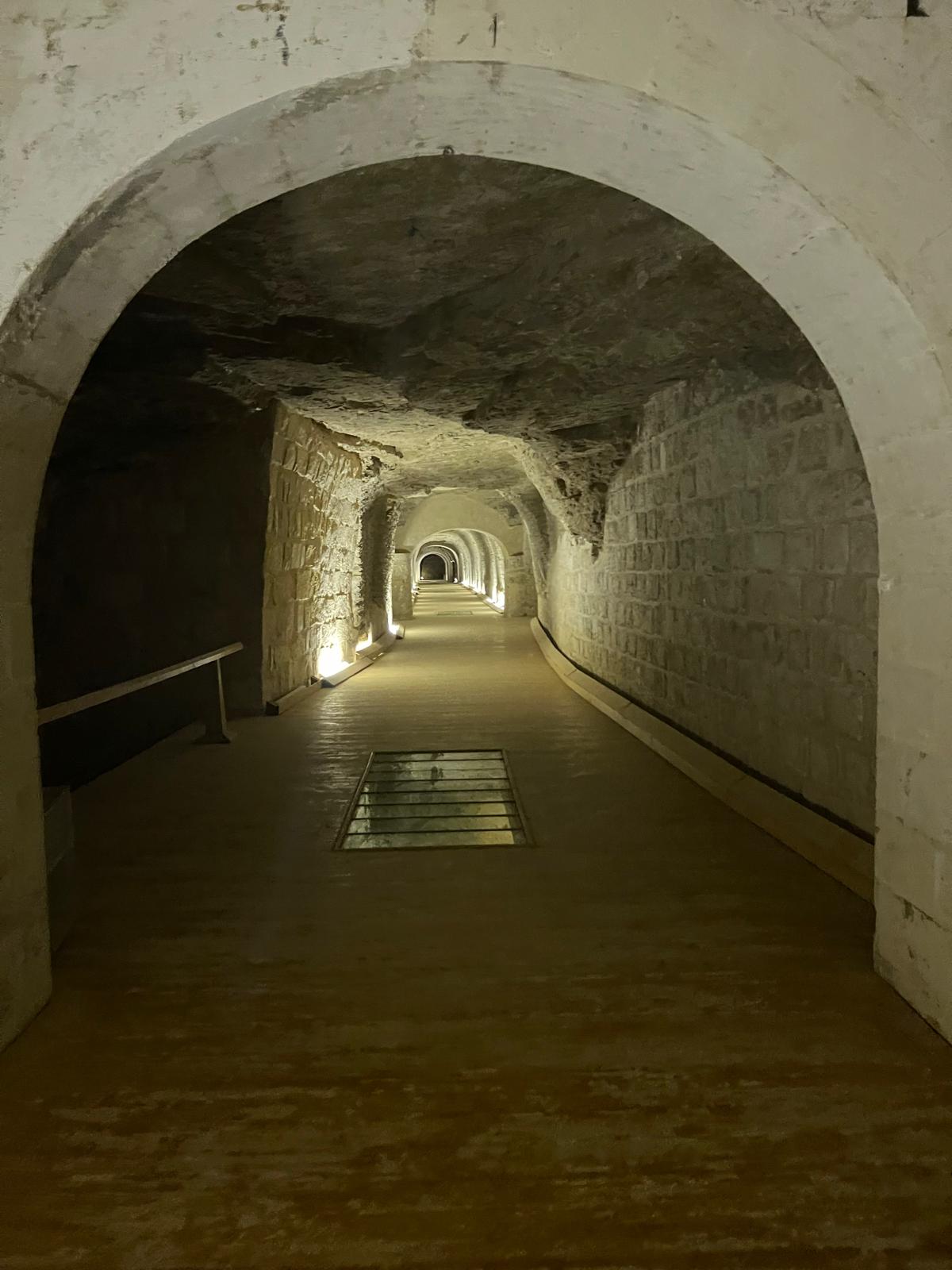 Long underground gallery inside the Serapeum at Saqqara