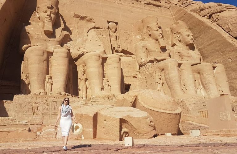 Leanne exploring Abu Simbel temples, inspired by the love story of Ramses II and Nefertari