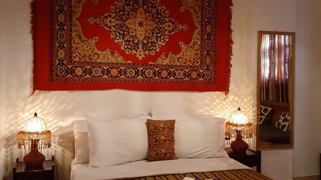 Comfortable, relaxing retreat for Mom & Dad while the kids have their own separate bedroom - the family is all together, safely in this 2 bedroom Exec Suite. Master Bedroom in Exec Suite 4 at Mara House Luxor